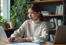 Gestion de base de données Web : enjeux, avantages et principes fondamentaux Jeune femme au bureau examinant un diagramme de base de donnees