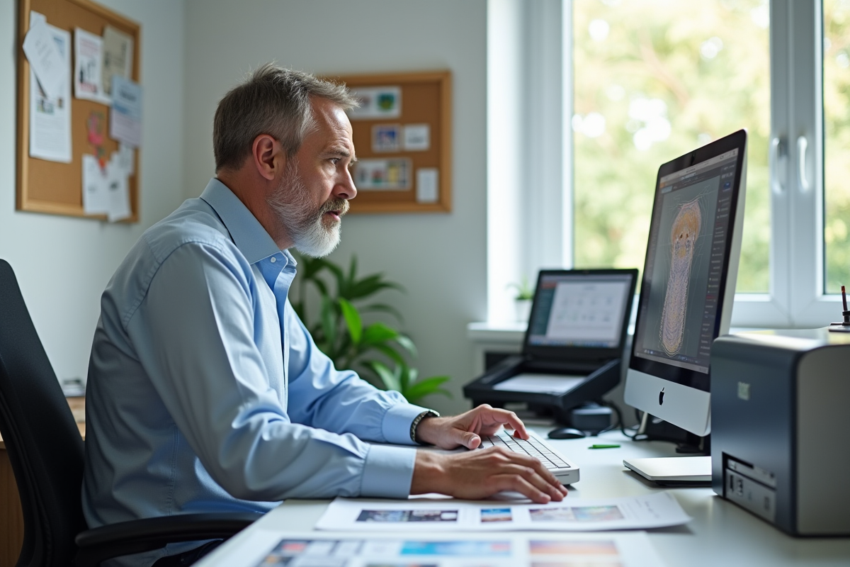 Homme ajustant les réglages d