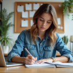 Apprendre le SEO : combien de jours pour une formation efficace ? Jeune femme concentrée dans son bureau à domicile