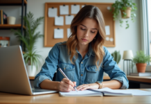Apprendre le SEO : combien de jours pour une formation efficace ? Jeune femme concentrée dans son bureau à domicile