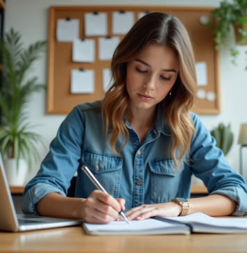 Apprendre le SEO : combien de jours pour une formation efficace ? Jeune femme concentrée dans son bureau à domicile