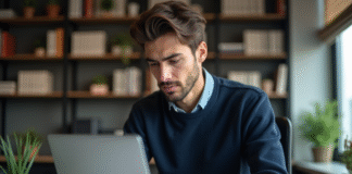 Jeune homme travaillant sur un ordinateur dans un bureau moderne