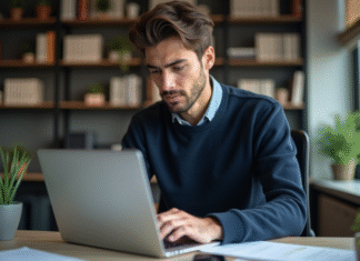 Différence entre Visual Studio et Visual Studio Code : comparaison et choix Jeune homme travaillant sur un ordinateur dans un bureau moderne