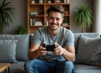 Tout savoir sur le pad : définition et utilisation Jeune homme jouant aux jeux vidéo sur un canapé